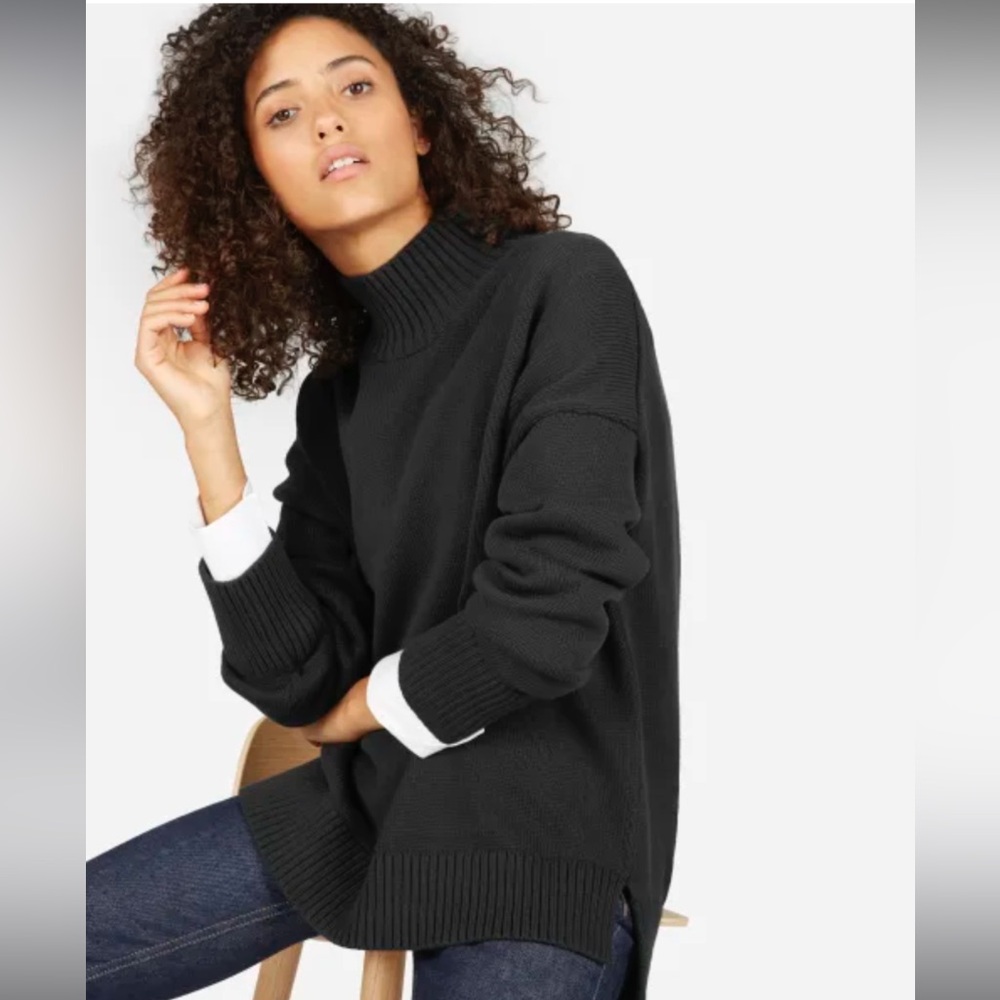 Everlane The Cotton Turtleneck (2019 version) in Black